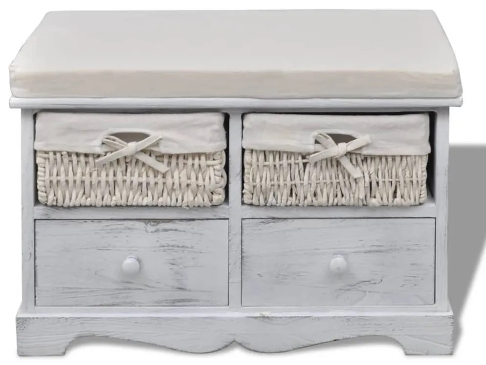 240790 vidaXL Bancă de depozitare, alb, 62x33x42 cm, lemn de paulownia