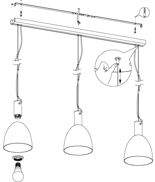 Eglo 99314 - Lustră pe cablu LEBALIO 3xE27/40W/230V