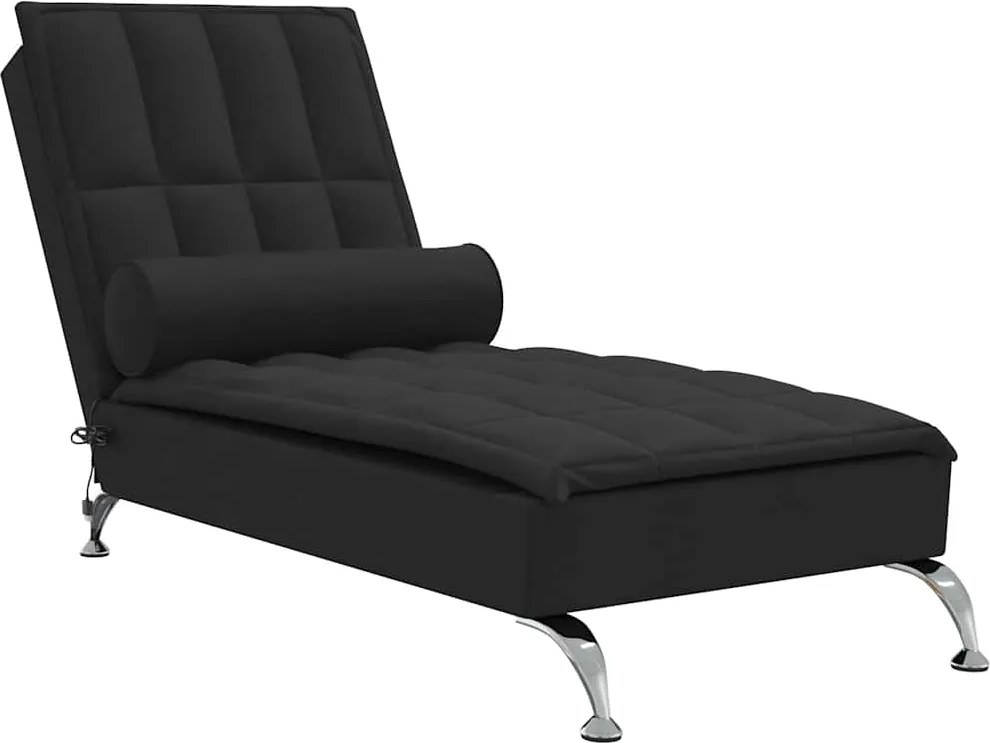 vidaXL Șezlong de masaj cu sprijin, negru, material textil