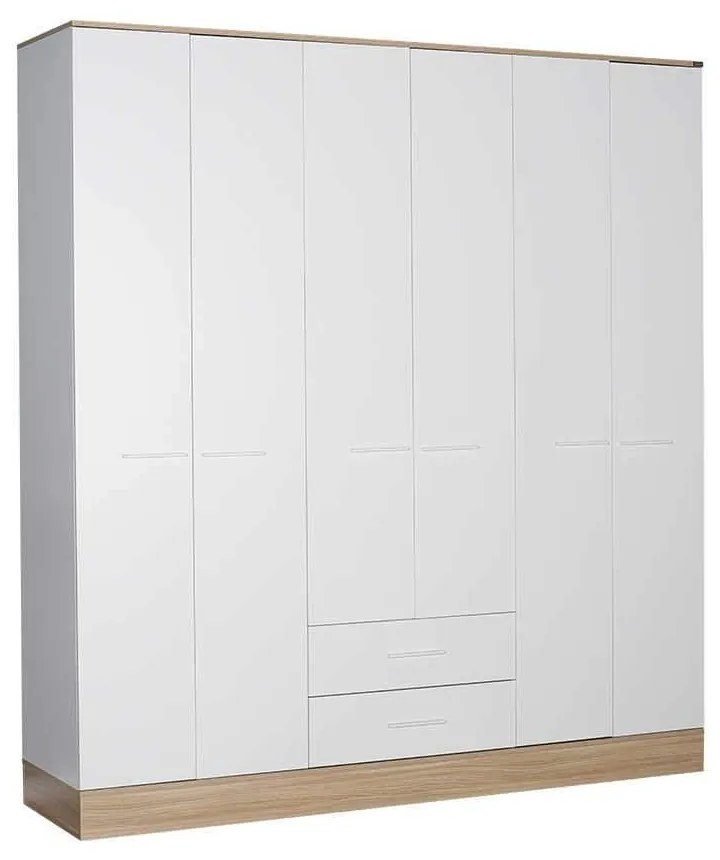 Dulap Haine Adore Base, 6 usi, 2 sertare, Alb, 206 x 224 x 52 cm