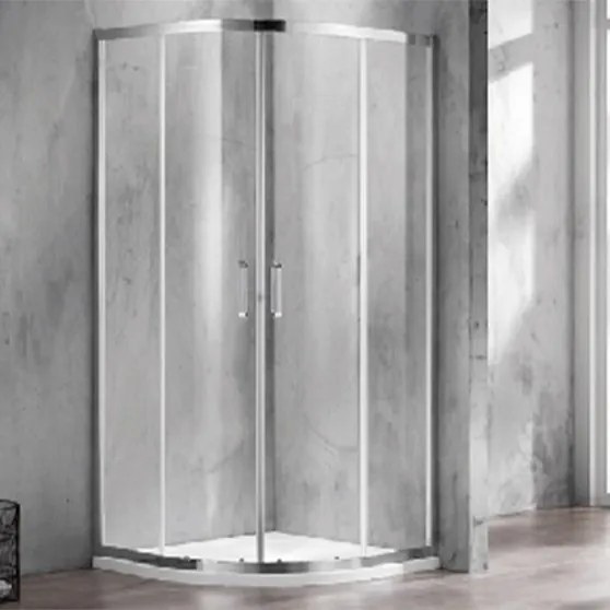 Cabină de duș curbată Caprera cu 2 uși glisante, fără cădiță de duș, cu strat de acoperire Easy Clean