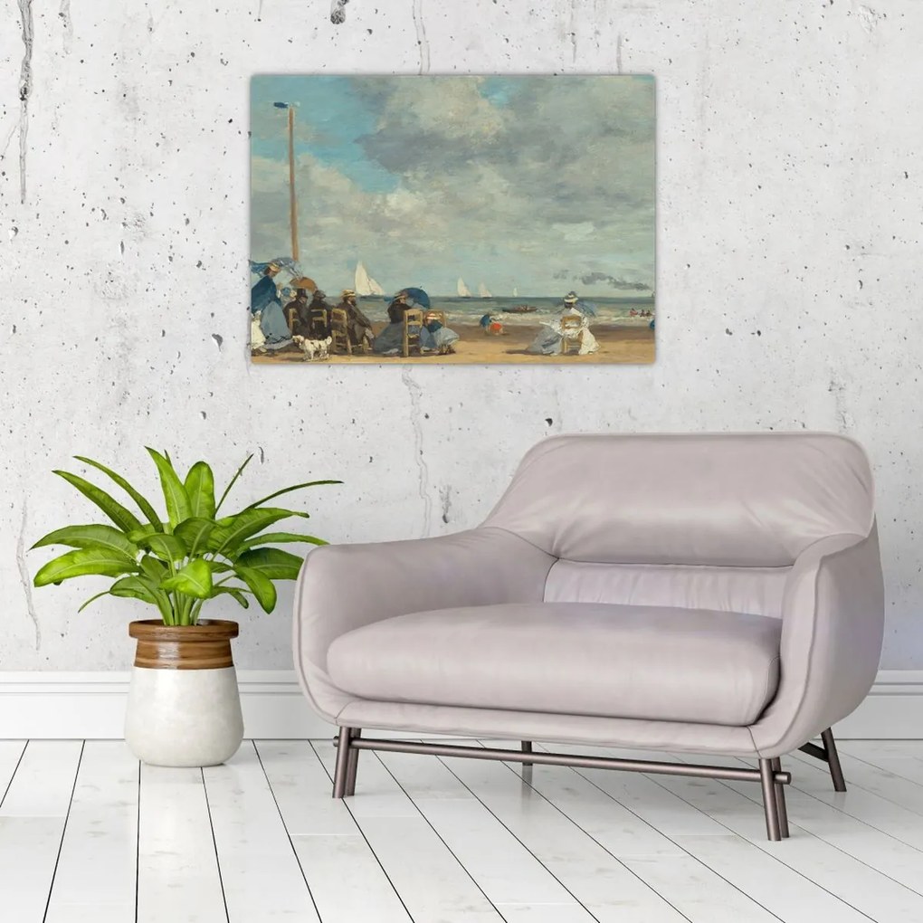 Tablou - Eugène Boudin, Beach  at Trouville, reproducere (70x50 cm)