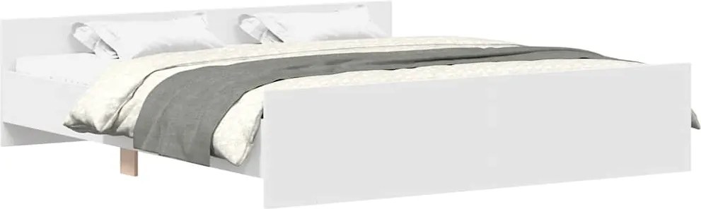 vidaXL Cadru pat cu tăblie la cap/picioare, alb, 180x200 cm