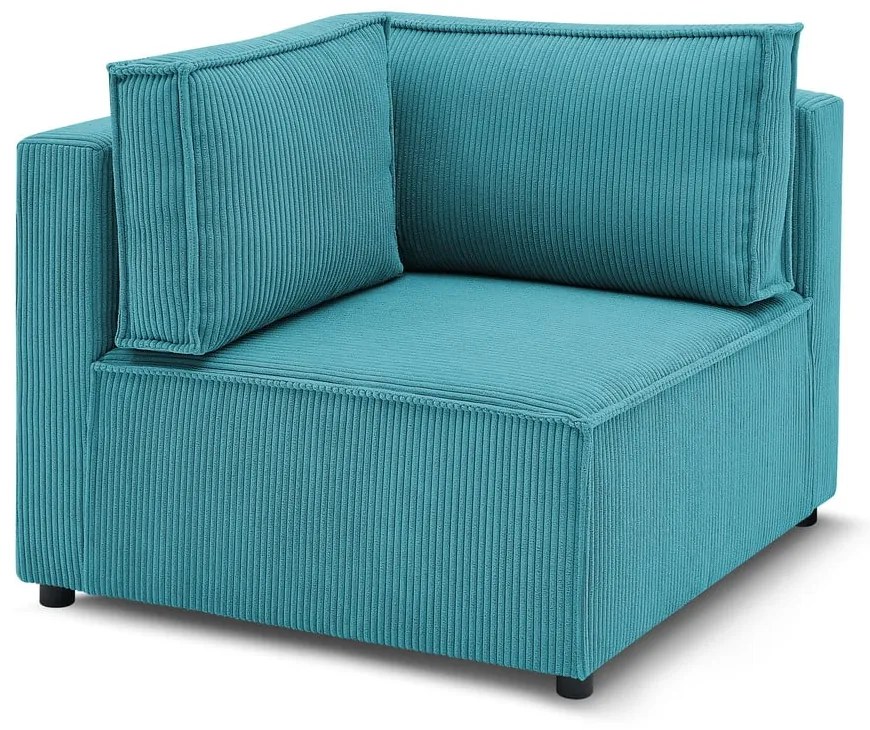 Modul pentru canapea albastru cu tapițerie din catifea reiată (cu colț variabil) Nihad modular – Bobochic Paris