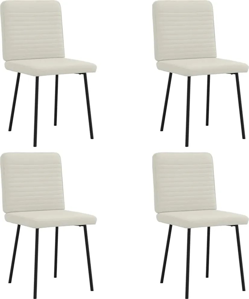vidaXL Scaune de bucătărie, 4 buc., crem, catifea