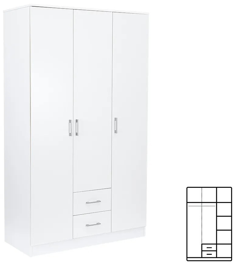 Dulap Miami 120x205 cm alb-alb