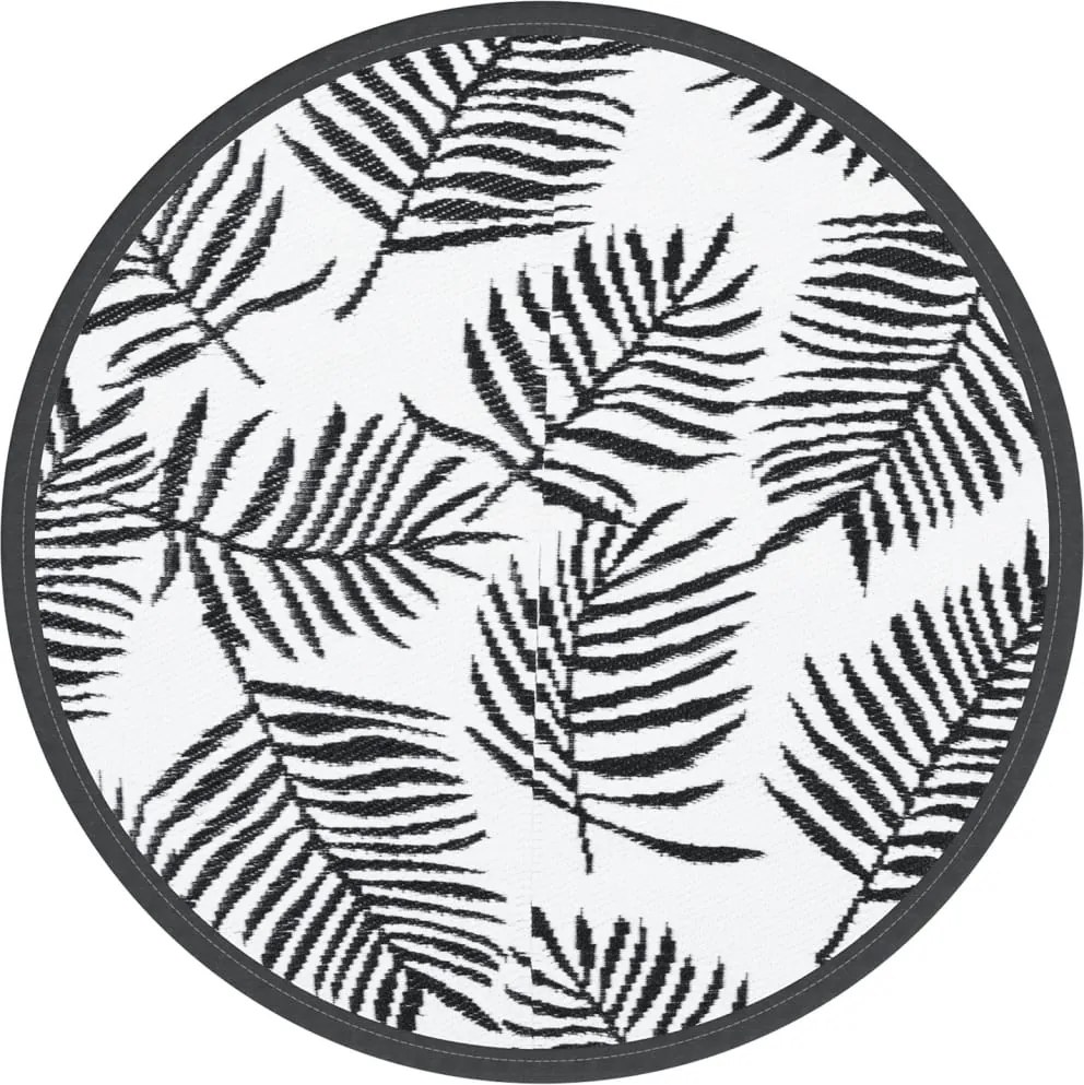 vidaXL Covor de exterior, ARAKIL alb și negru, Ø200 cm, PP