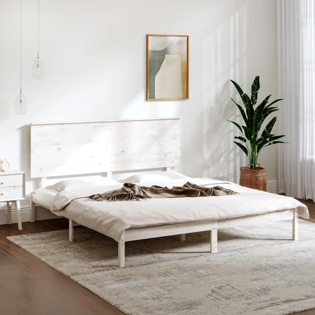 3104814 vidaXL Cadru de pat, alb, 160x200 cm, lemn masiv de pin