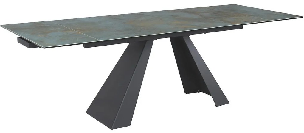Masa extensibila Salvadore Ceramic turcoaz OSSIDO verde/negru mat L160-240 cm