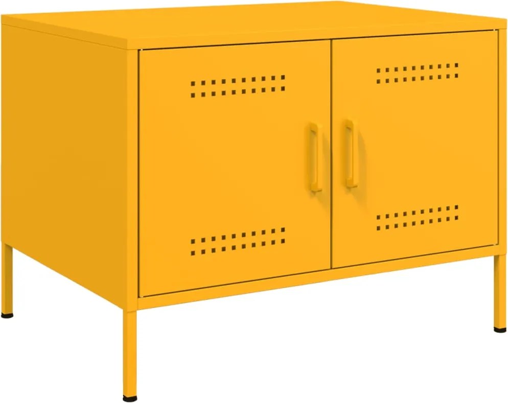 vidaXL Măsuță de cafea, galben muștar, 68x50x50,5 cm, oțel