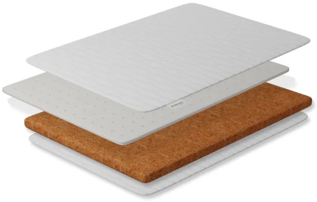 Saltea pentru bebe, Cocos 6 cm Latex 3 cm cu husa detasabila, Bumbac Organic si lana, 140x70x9 cm