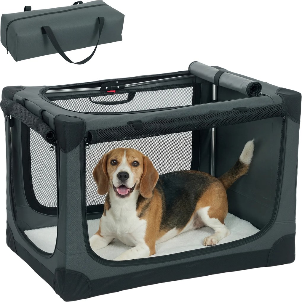 PawHut Transportin moale pliabil pentru câini și pisici cu pernă, husă lavabilă, aerisire Oxford 600D, 76x54x54 cm, Verde | Aosom Romania