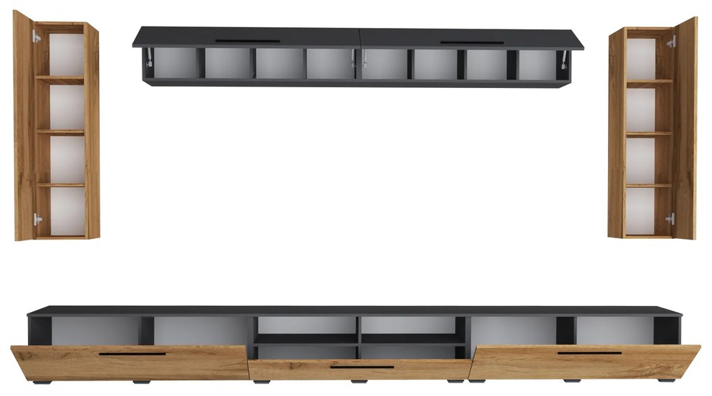 Living haaus Haga V6, Antracit/Stejar Wotan, L 360 cm