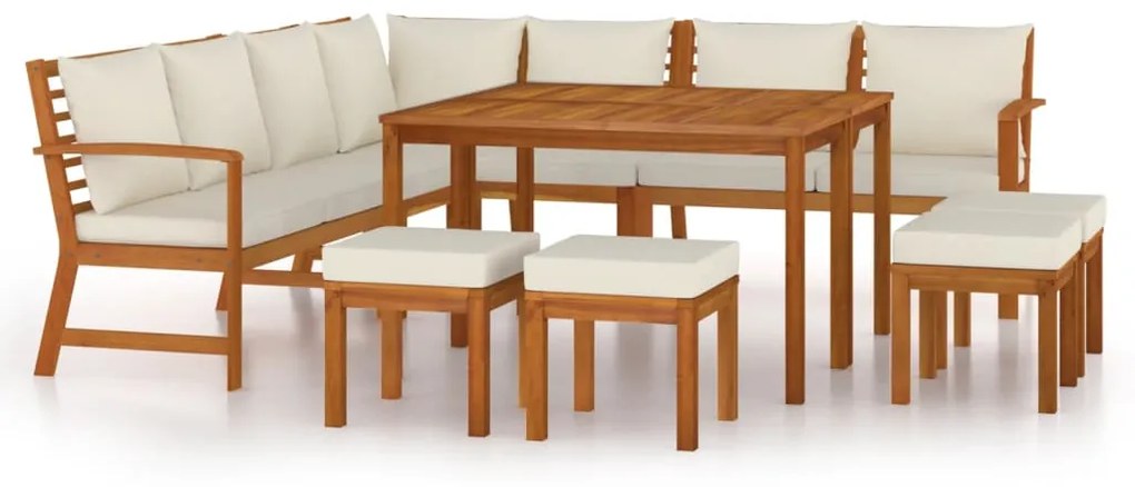 3154972 vidaXL Set mobilier grădină cu perne, 11 piese, lemn masiv de acacia