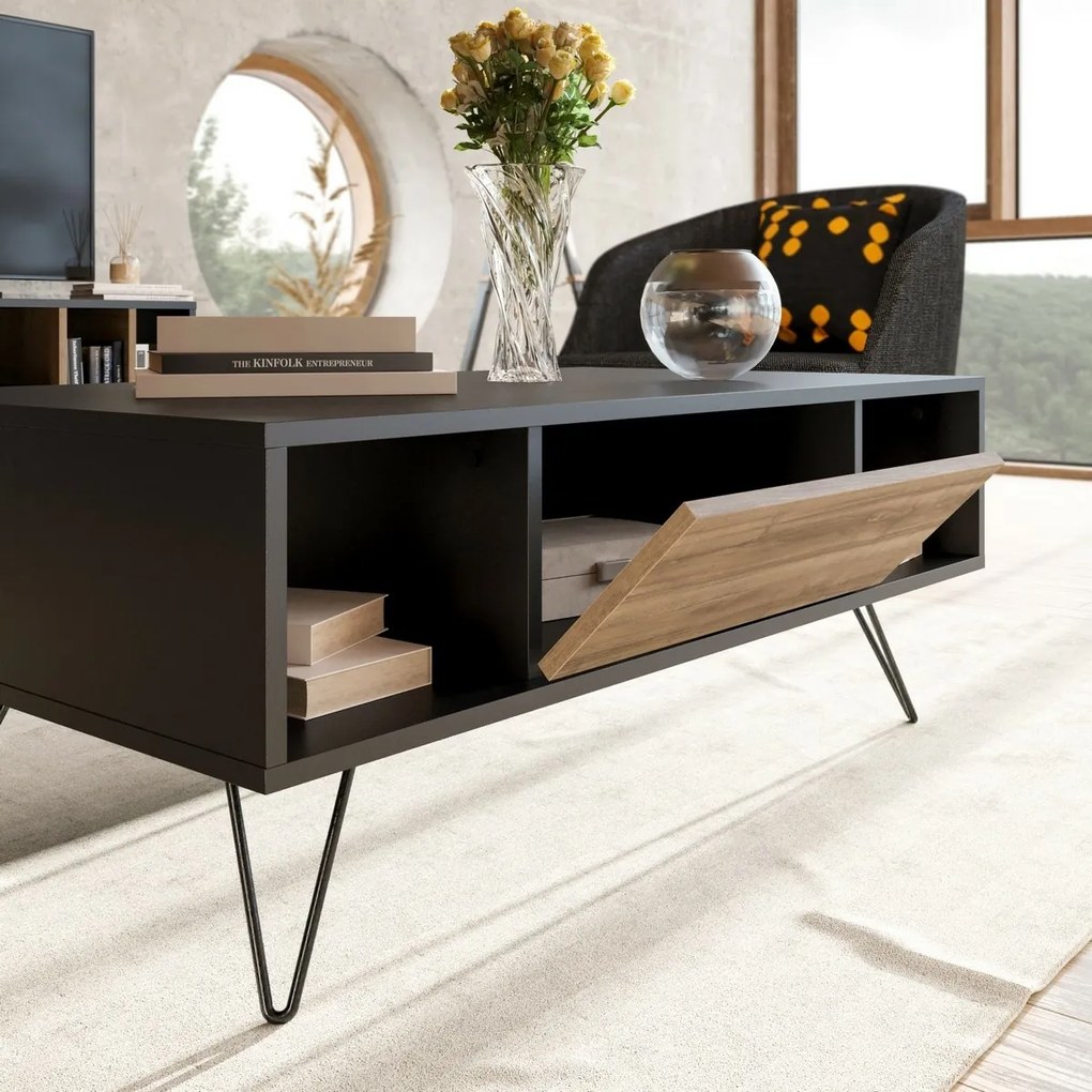 Măsuță de conferință Mistico Black and Walnut