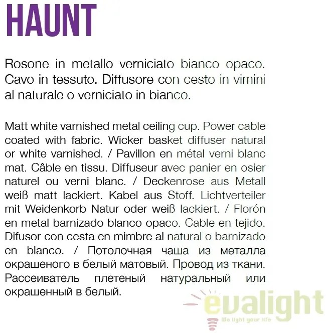 Lustra rachita design natural HAUNT SP1 alb 159256