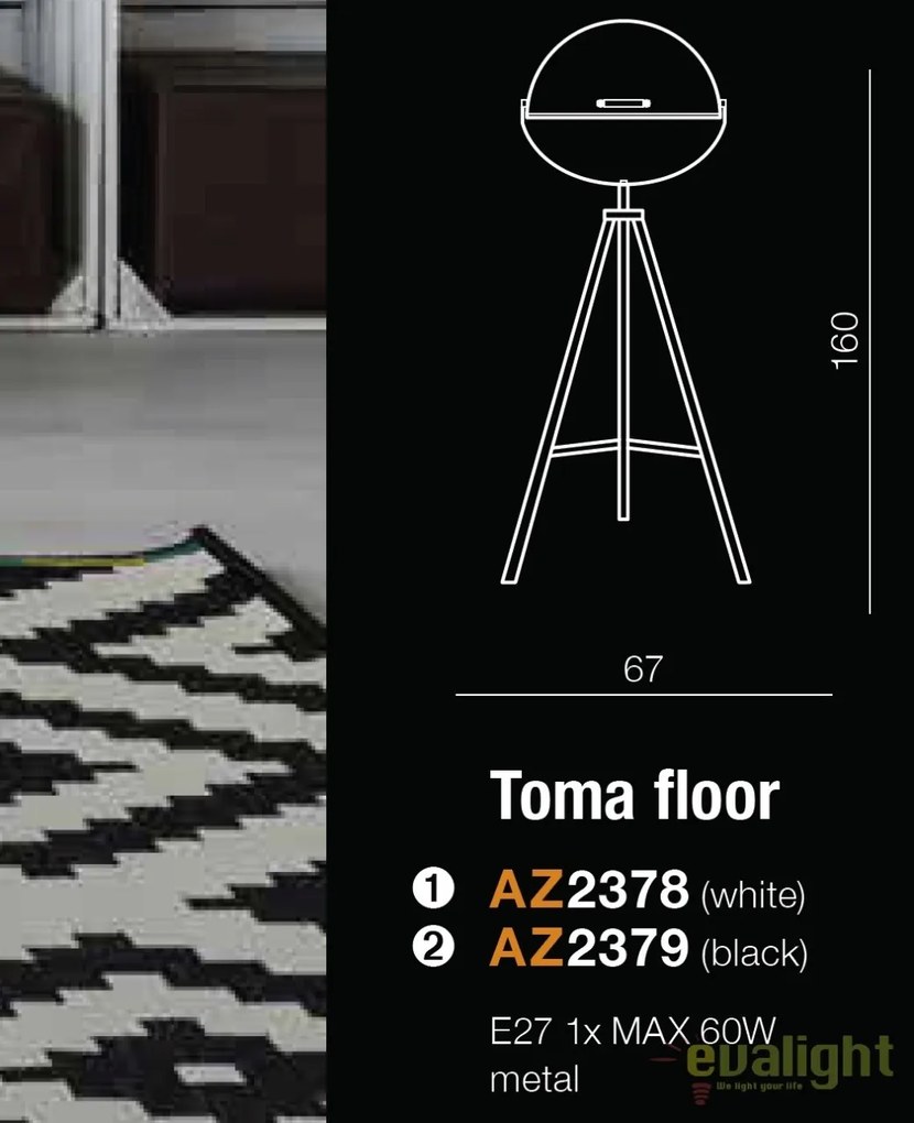 Lampadar cu trepied design modern TOMA WHITE