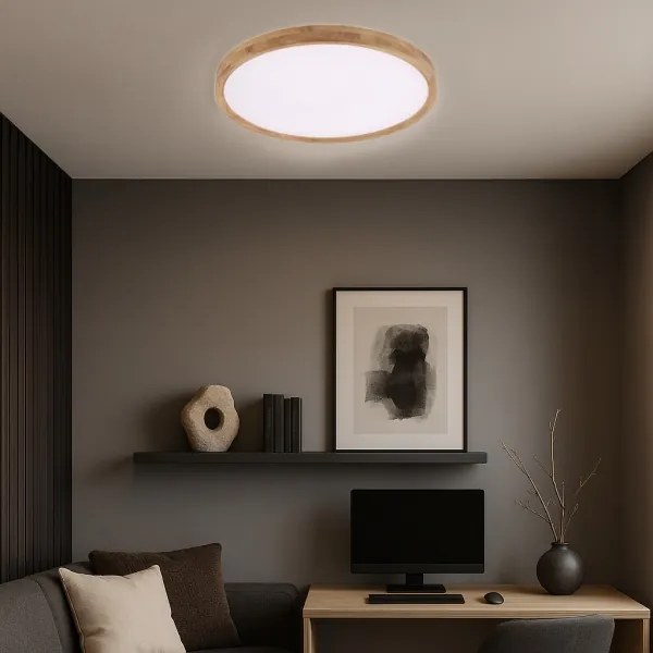 Brilagi - Plafonieră LED WOODROUND, 40W, 230V, 3000/4000/6000K, Ø 60 cm