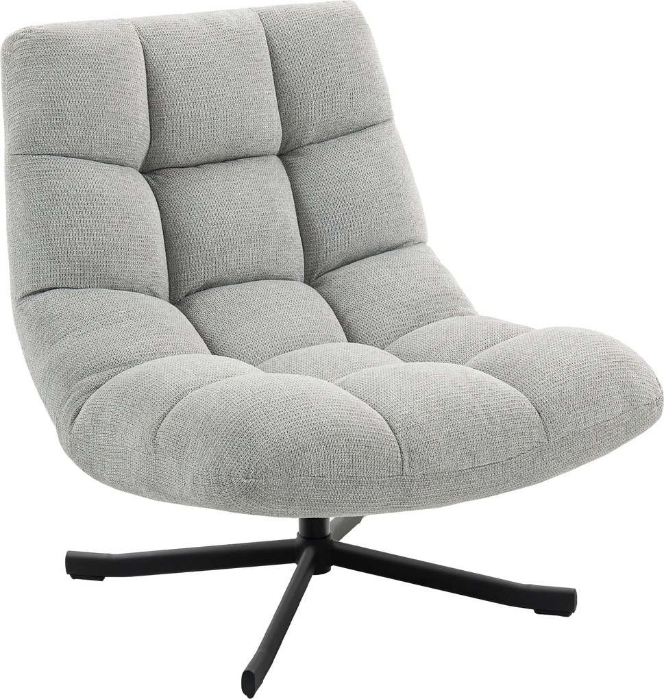 HOMCOM Fotoliu rotativ cu șezut lat, aspect chenille rezistent la apă, picioare din oțel încrucișate, Gri deschis | Aosom Romania