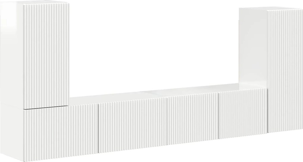 vidaXL Set comodă TV 4 pcs Alb lucios Lemn compozit