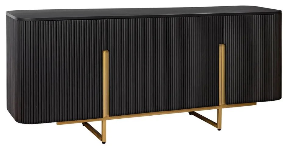 Comoda lemn de mango fronturi canelate GATSBY 160cm negru