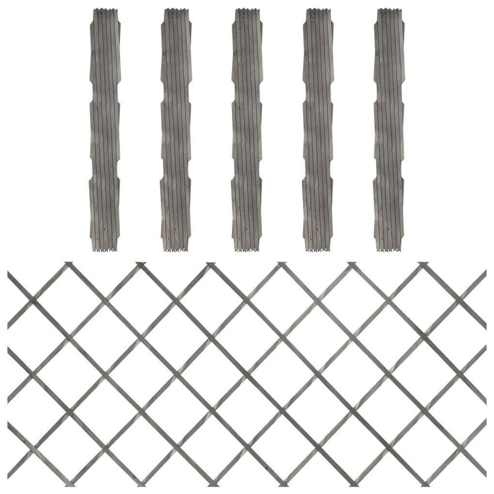 Garduri cu zabrele, 5 buc., gri, 180x80 m, lemn masiv de brad 5, Gri, 180 x 80 cm