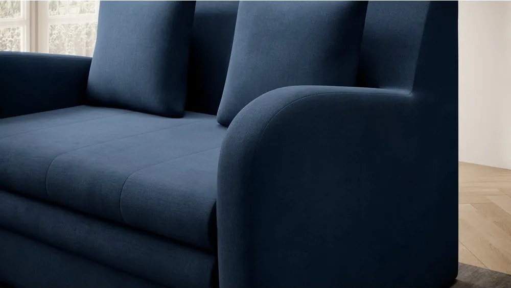 Canapea albastră extensibilă cu tapițerie din catifea 130 cm Ario – ELTAP