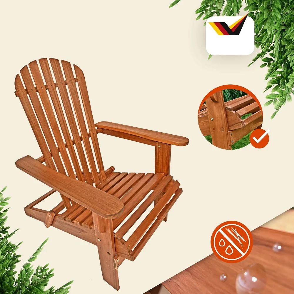 Șezlong de grădină ADIRONDACK, rabatabil, 69x84x94cm, natur maro Casaria