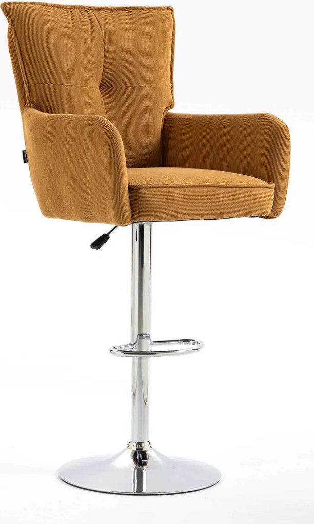 HR250W Scaun Catifea Reiată Premium Ruloare Curry Galben Bază Cromata
