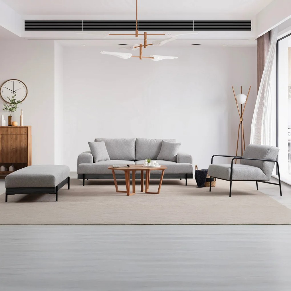 Taburet Eti negru Pouffe gri