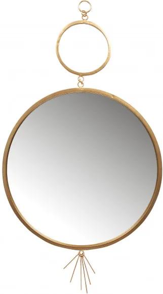 Oglinda rotunda cu rama din fier antique brass Tail, 94x51x2 cm