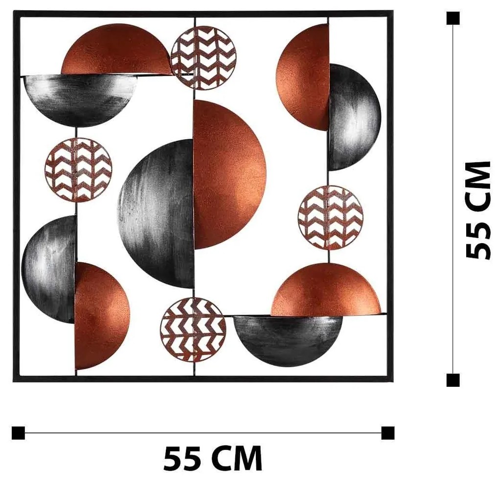 Decoratiune de perete Metal Aurora, Multicolor, 55x0,08x55 cm