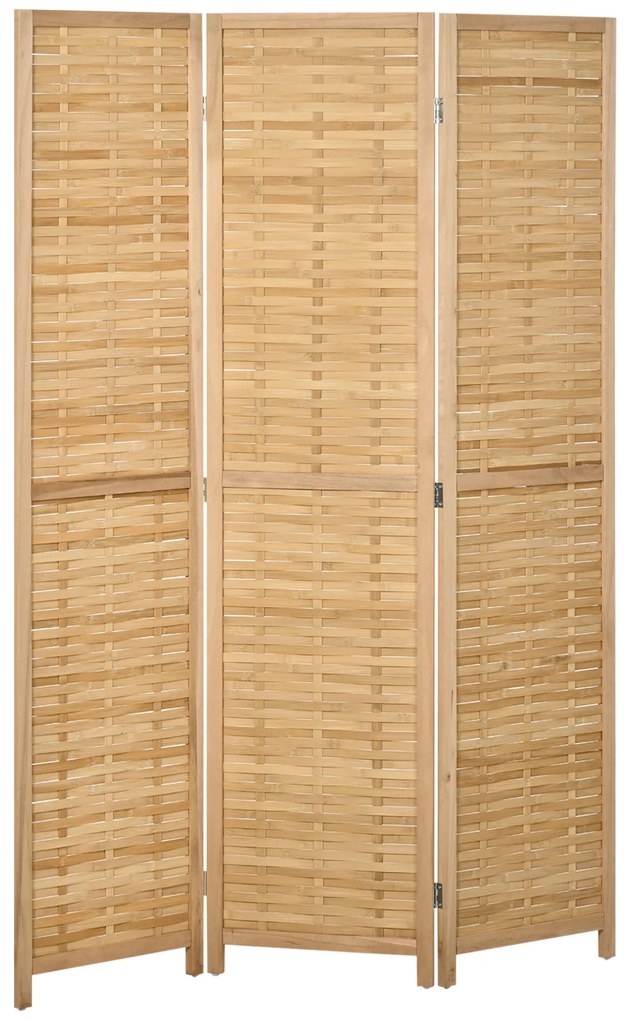 HOMCOM Separator de Cameră Pliabil, Bambus, 3 Părţi, 120 cm x 170 cm x 1,8 cm, Lemn Natural | Aosom Romania