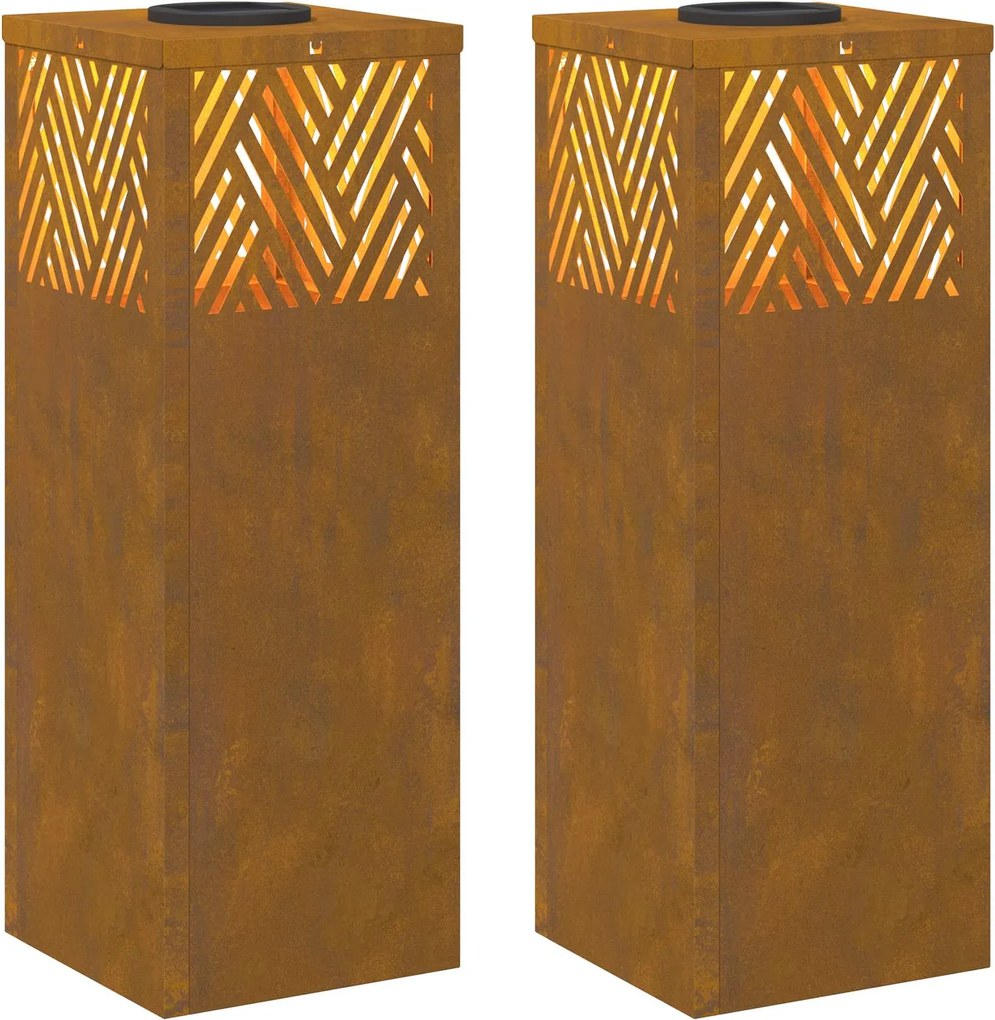 vidaXL Lumină LED Solară pentru Alei cu lumini cu baterie 2 pcs Bronz