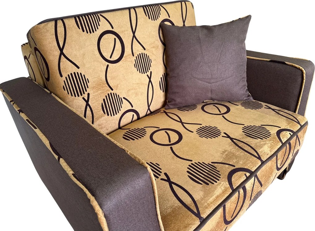 Fotoliu SAMY NEXT extensibil, cu lada de depozitare, stofa maro, cadru metalic, 103x100x92 Stofa, Maro + Bej