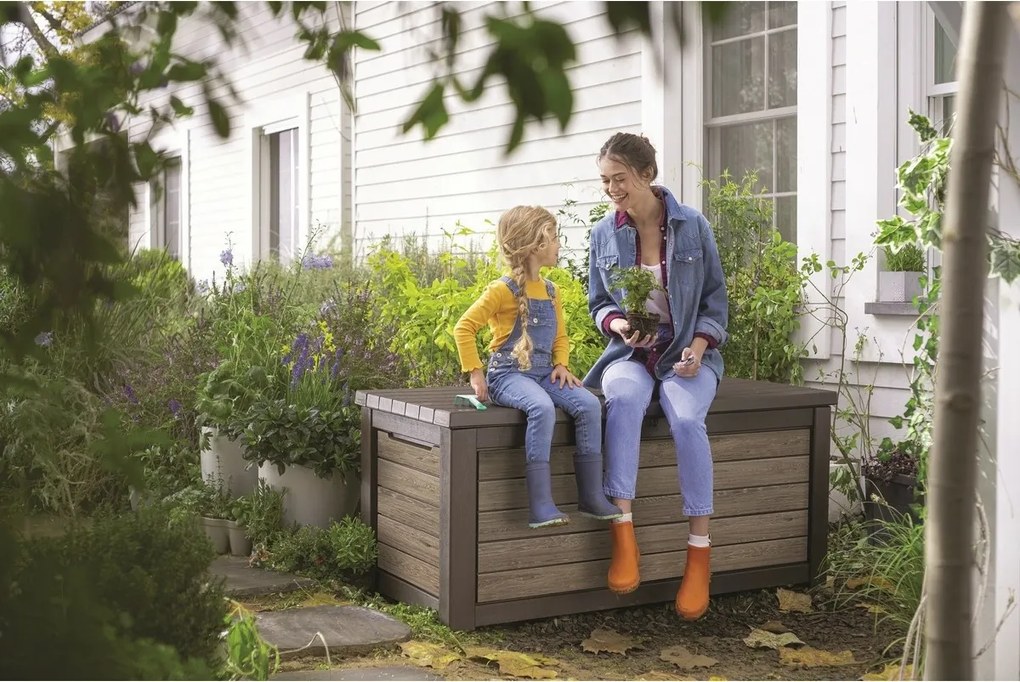 Keter cutie de depozitare pentru grădină Deco 630 l, maro deschis
