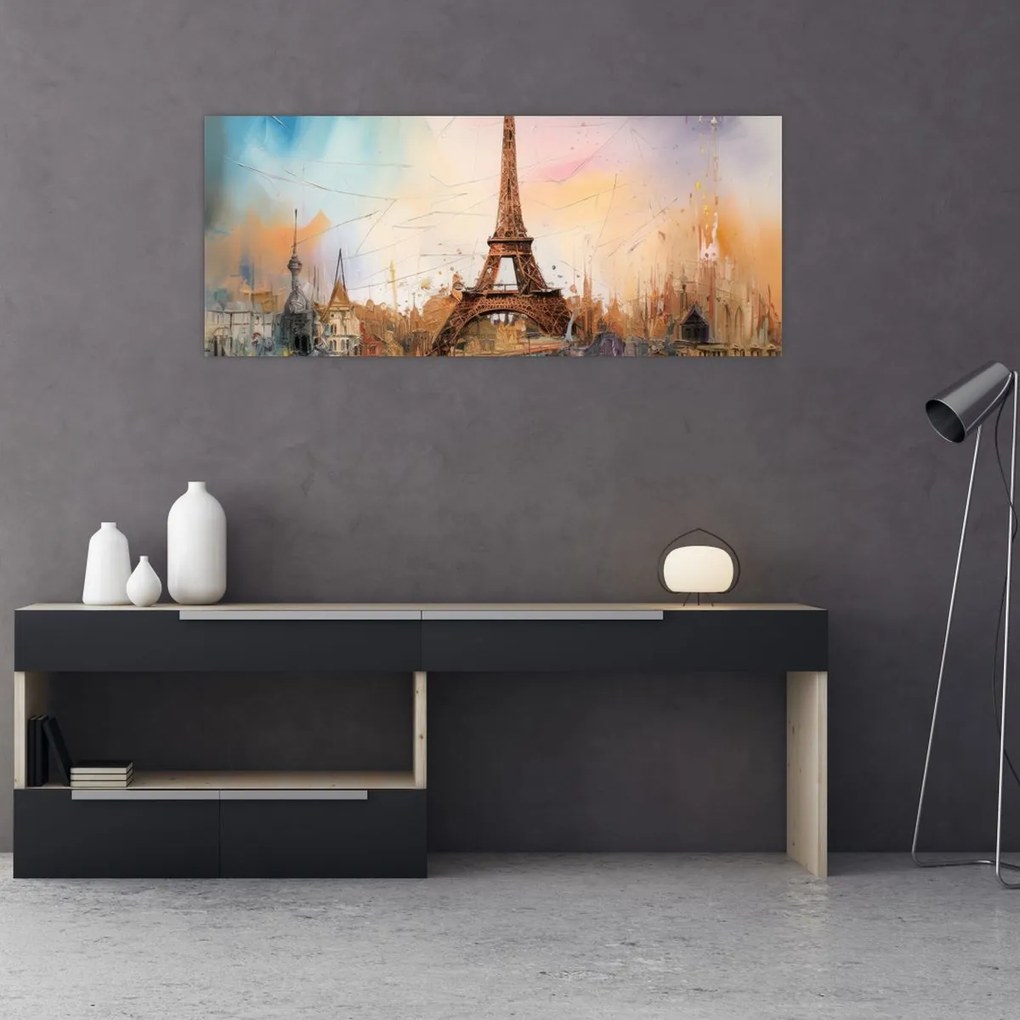 Tablou - Pictură a Turnului Eiffel (120x50 cm)