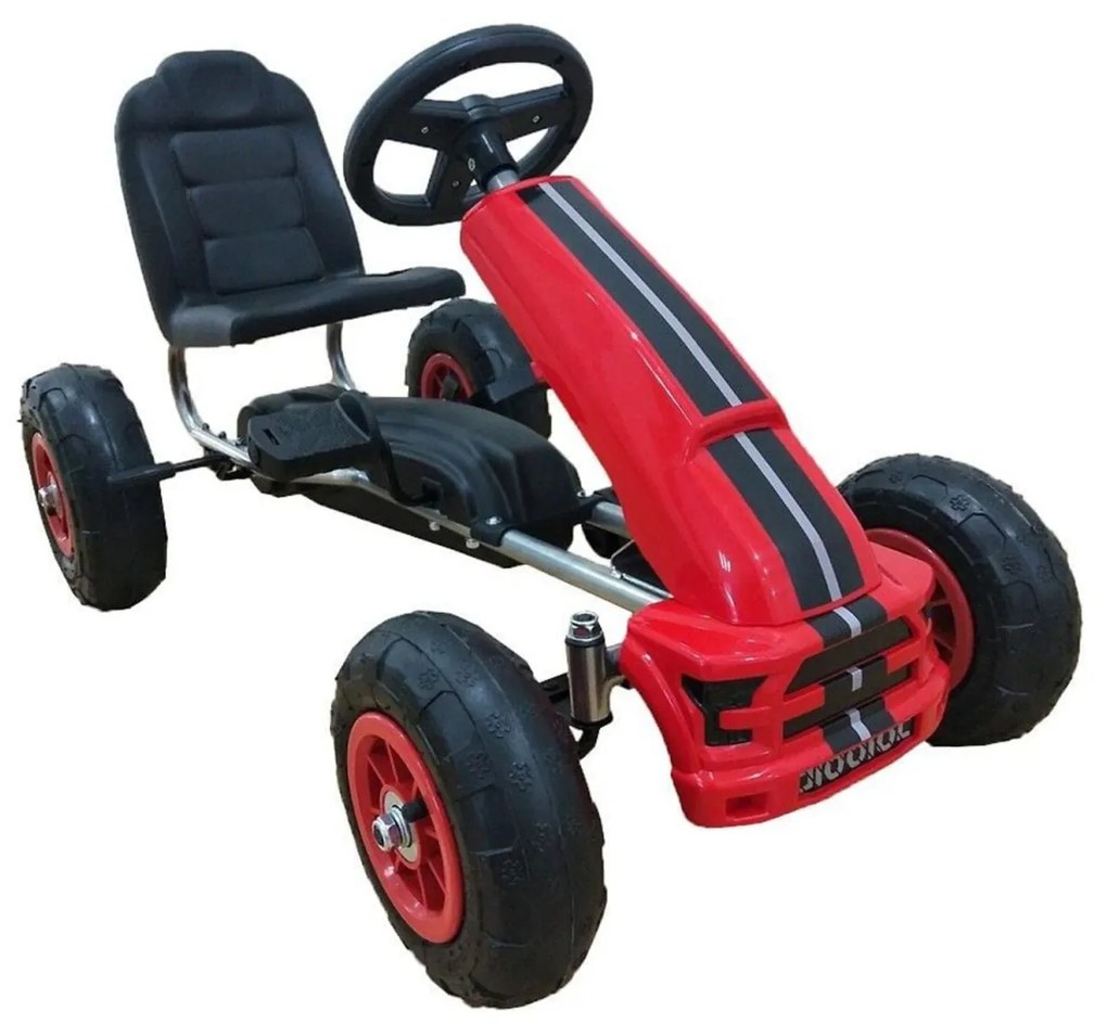 Kart cu pedale pentru copii NOVOKIDS® Nevada Kart PRO, roti din cauciuc, Carena, Structura metalica, Frana de mana, Functie FreeWheel, Scaun