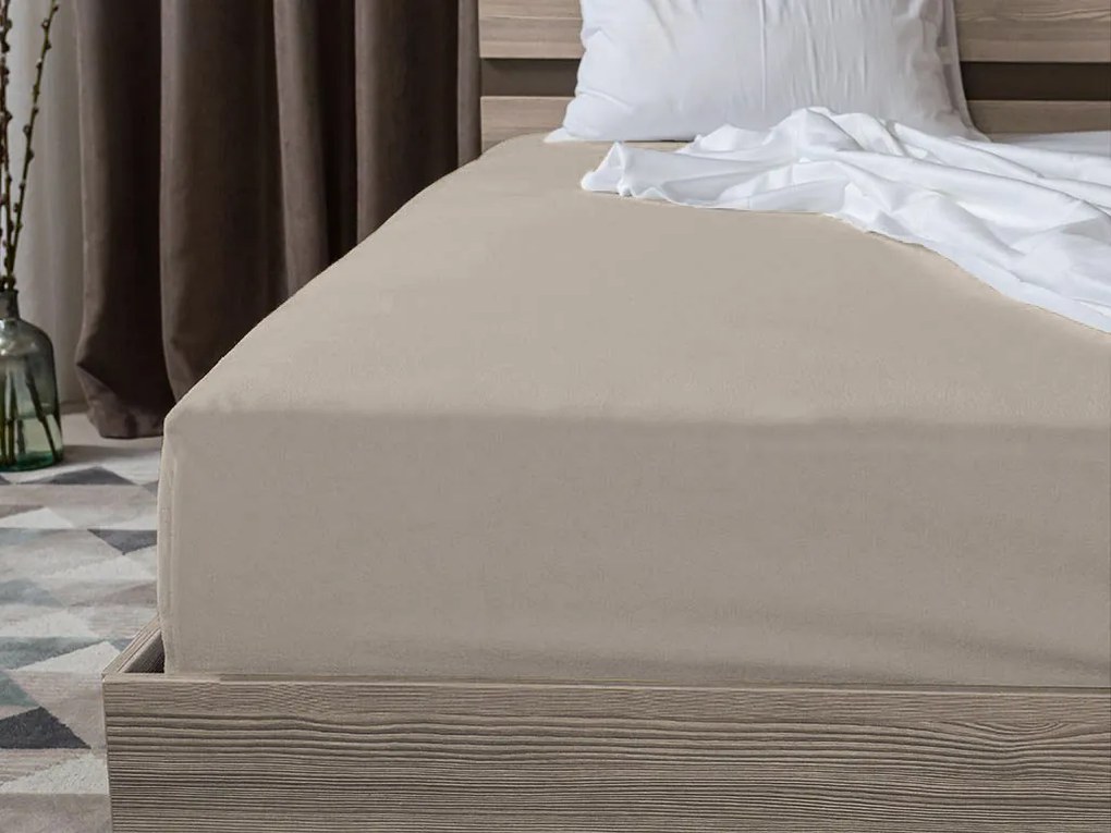 Cearsaf jersey de culoare nisipie 90 x 200 cm
