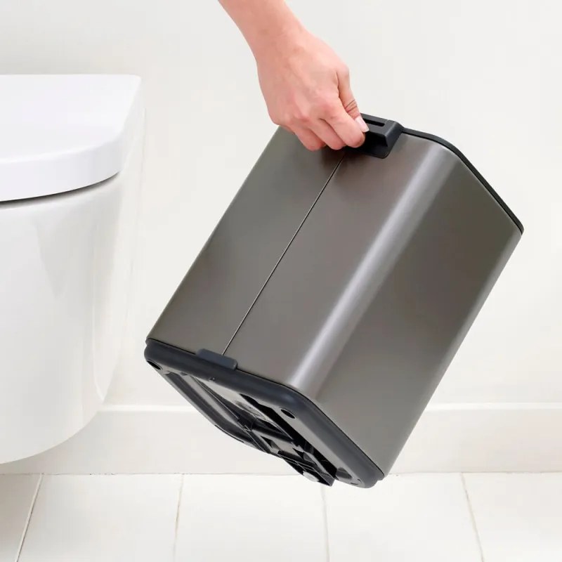 Cos de gunoi Brabantia Bo Pedal 1010127, 7 l, Inchidere lenta, Baza cauciucata, Gri închis