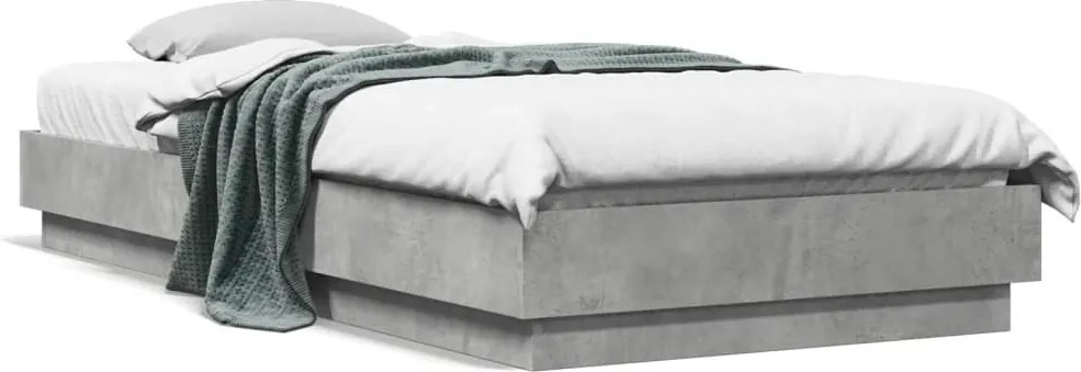 vidaXL Cadru de pat, gri beton, 100x200 cm, lemn prelucrat