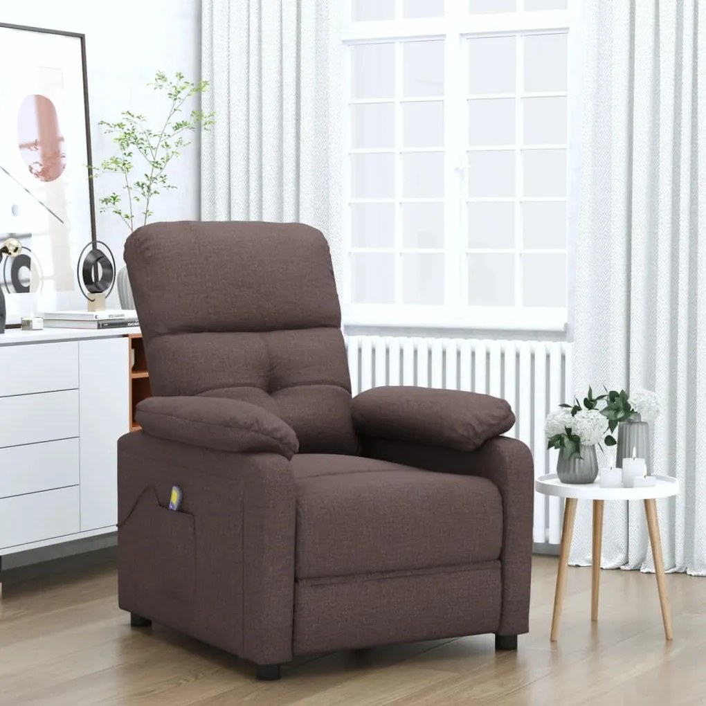 289677 vidaXL Fotoliu de masaj, maro închis, material textil