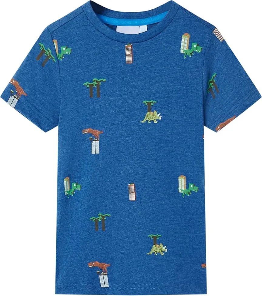 vidaXL Tricou pentru copii, albastru închis melanj, 104