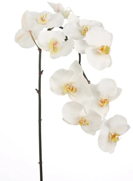 Floare artificiala orhidee, Fibre artificiale, Alb, 105 cm