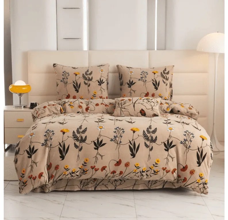 Lenjerie de pat din microplush HERBARIU bej Dimensiune lenjerie de pat: 2 buc 70 x 90 cm | 200 x 220 cm