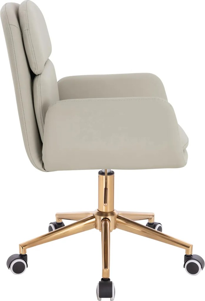 HR480K Scaun Ecru Piele Ecologica Premium Soft cu Bază Aurie