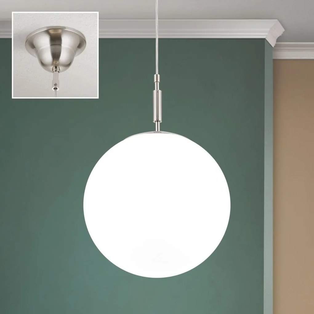 Lustra, Pendul realizat manual ARTDESIGN 30cm, crom satinat/ alb opac