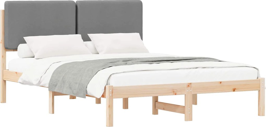 vidaXL Cadru de pat cu tăblie tapițată Gri deschis 160 x 200 cm