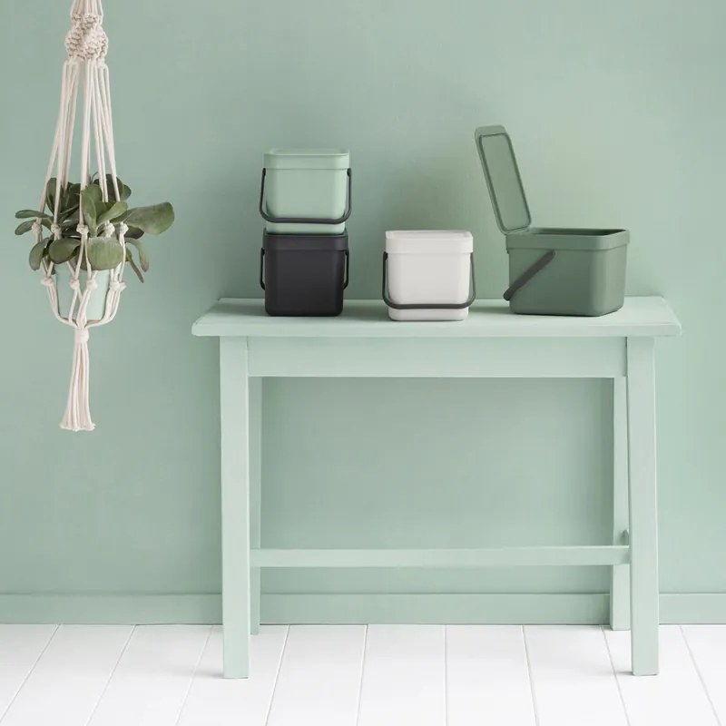 Cos de gunoi colectare selectiva Brabantia Sort&Go 1005515, 6 L, Maner, Montabil pe perete, Verde deschis