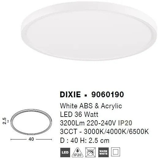 Plafoniera LED design slim DIXIE 40cm